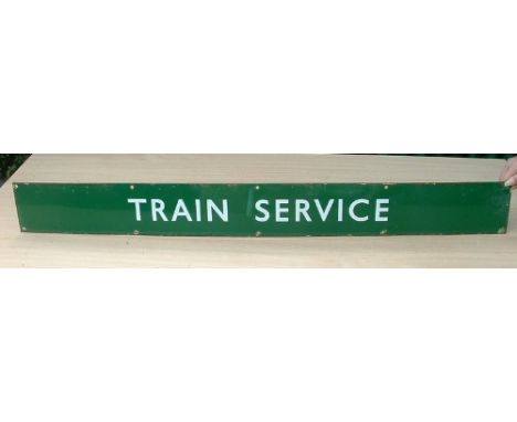 An enamel BR(S) Green sign TRAIN SERVICE - 45" x 5".  Excellent.