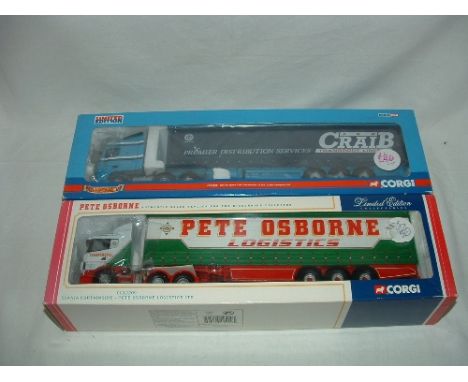 CORGI 1:50 Scale Articulated Lorries x 2 - cc13228 A R R Craib Transport Ltd Space Cab Curtainside and cc12209 Pete Osborne L