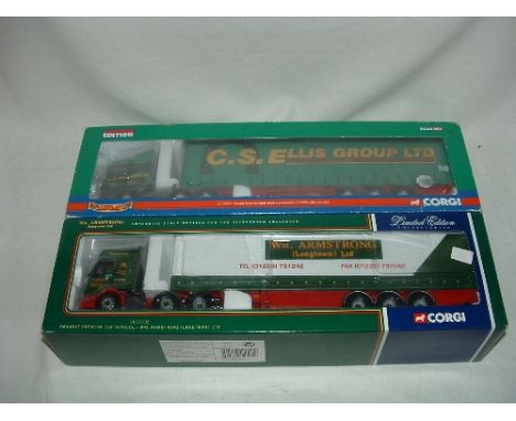 CORGI 1:50 Scale Articulated Lorries x 2 - cc13703 Ellis Group Ltd Scania R Series High Roof Curtainside - decertified (Mint 