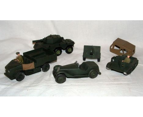 BRITAINS/CRESCENT - Britains 1448 repainted Army Staff Car (1947/48 Version) missing both figures but with original Britains 