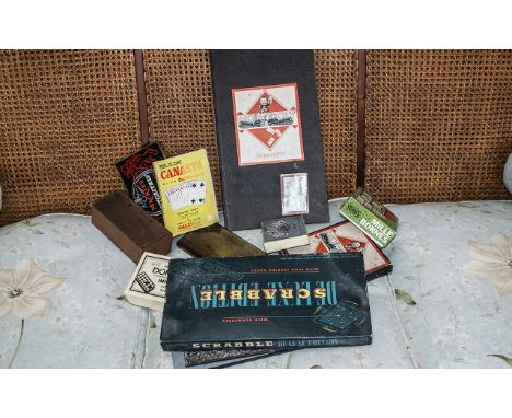 Bag Containing a Collection of Early to Mid Century Toys, including Monopoly, Canasta, Dominoes, Chess Set, Cribbage Board, S
