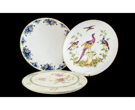 Royal Kent Bone China 11" Domed Plaque/Display Plate, depicting pink roses with gilt trim, together with a Spode display plat