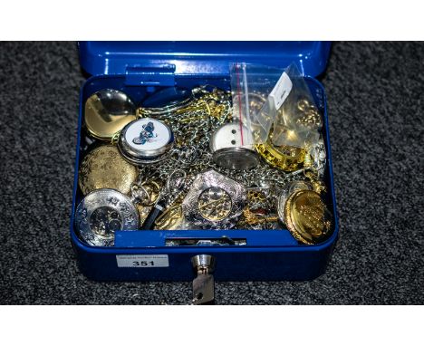 A Quantity of Mostly Modern Pocket Watches and Chains approximately 50 and manual winds. 
