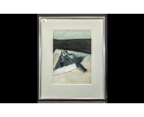 Peter Frolic - Artwork Artist Coloured Lithograph, Titled ' Corkscrew and Fork ' Mounted and Framed Behind Reflective Glass. 