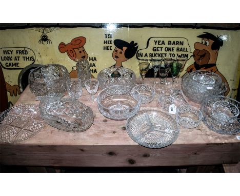 Large Quantity of Quality Glass Items, comprising six assorted crystal glass fruit/trifle bowls, and oval fruit bowl, four fo