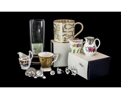 Collection of Porcelain,  including five Royal Worcester Historical Jug series, Giles Cornucop, Flight Gold, Dr Wall Sprays, 