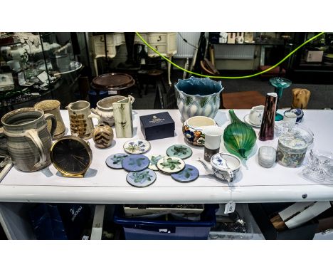 Quantity of Assorted Quality Porcelain, Pottery &amp; Glass, including a moustache cup, a set of porcelain coasters (7), ston