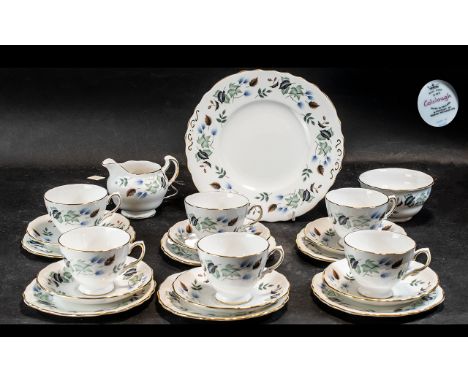 Colclough Bone China Tea Service, comprising a milk jug, sugar bowl, six tea cups, six saucers, six cake/sandwich plates, and