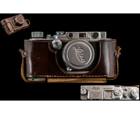 Leica (Ernest Leitz) Wetzlar D R P Camera, Model no. 130517 F=5cm Summitar Lenses 1 - 2 No.508785, in original fitted brown l