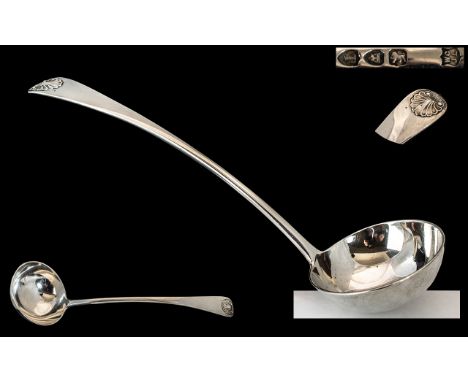 Victorian Period - Goldsmith and Silversmiths Superb Quality and Solid - Heavy Sterling Silver Ladle, Shell Design to Top of 