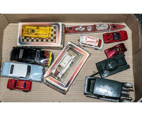 Collection of Vintage Diecast Models, comprising Corgi, Matchbox, French Toyota, and two Matchbox Powertrack vintage Renault 