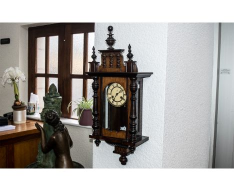 Viennese Junghans Chiming Wall Clock with pendulum. As new condition. Roman numerals, champagne enamel dial.