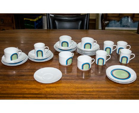 Eschenbach Coffee Set made in Bavaria circa 1970's, comprising five coffee cans, five cappuccino cups, ten saucers and five c