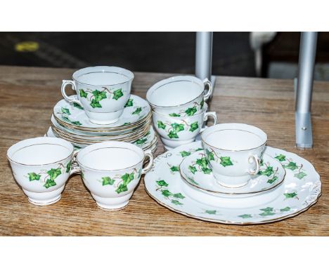 Colclough Bone China Set comprising six tea cups, six saucers and six sandwich/cake plates, and a large sandwich/cake plate o