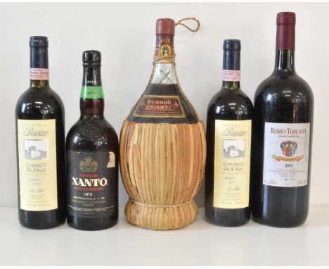 Various Tuscany Wines 5 bottles including Large Formats various Tuscany Wines comprising: 1 x 1.88 Litre Flask Barone Ricasol