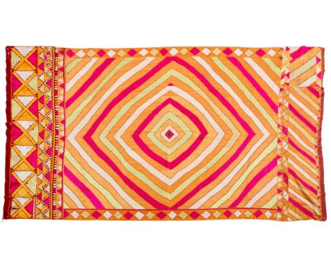 An embroidered shawl (phulkari), pachranga Shalimar bagh,  Punjab, first half 20th century, silk floss on light maroon cotton