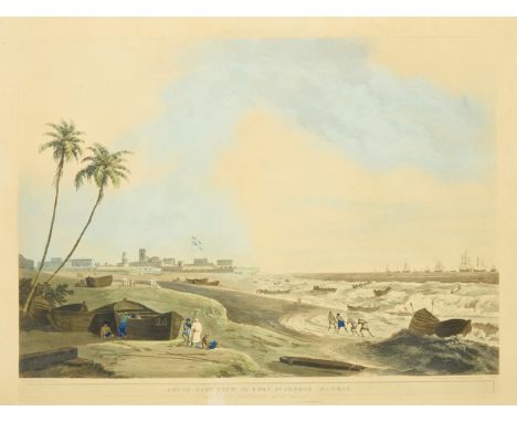 Thomas Daniell, R.A. (1749-1840) and William Daniell, R.A. (1769-1837), South East View of Fort St George, Madras, hand colou