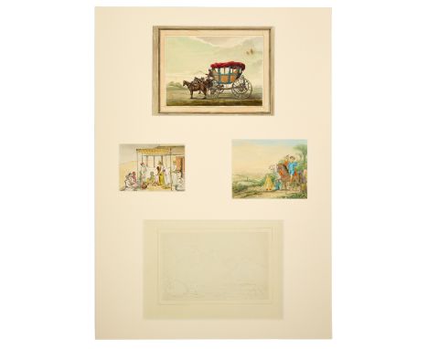 Four drawings and watercolours,  Delhi or Lucknow, India, circa 1820, European or Possibly Chinese school, Comprising a carri