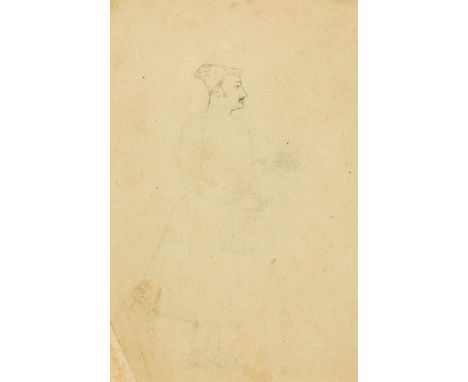 A preparatory sketch : a standing portrait of a Mughal nobleman, Mughal Indiapossibly that of Dara Shikoh (1615-1659) eldest 