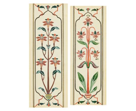 Two Pietra dura studies from the tomb of Mumtaz Mahal,  Company School, Agra, north India, circa 1820, Gouache on paper, comp