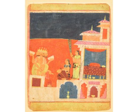 An illustration to a ragamala series : Khambhavati Ragini,  Malwa, Madhya Pradesh, India, circa 1660 AD or later, Opaque pigm