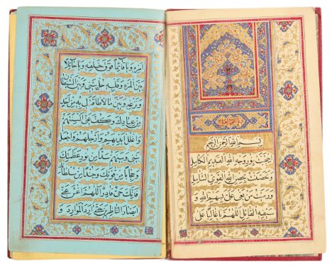 An illuminated prayer book,  Qajar Iran, signed and dated AH 1259/1843 AD, black ink on paper, 26ff., 2fl., 9ll. of elegant n