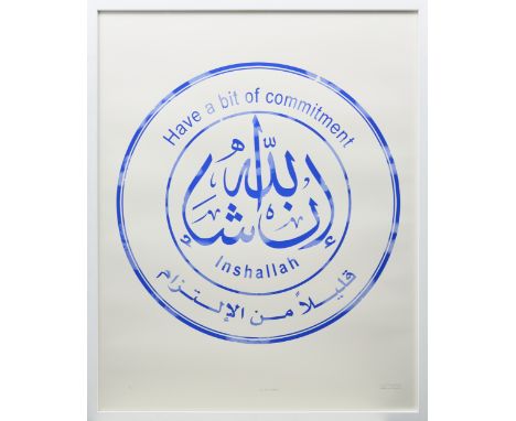 Abdulnasser Gharem, Saudi Arabian b. 1973-  The Stamp (Inshallah), 2011;silkscreen print on Somerset Tub paper,  signed, titl