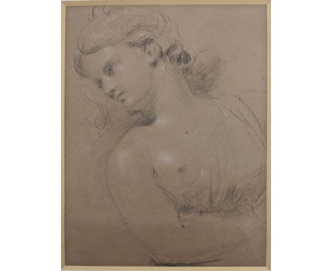 Sir William Allan (British, 1782-1850), portrait of a nude late, pencil drawing with chalk, annotated in pencil to lower marg