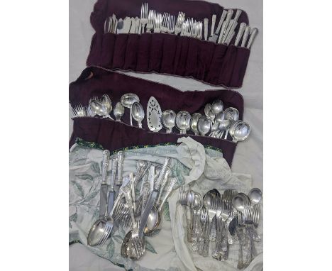 A collection of silver plated flatware and cutlery