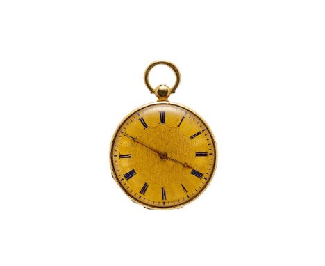 Unsigned,   Gold coloured open face slim line pocket watch, no. 2705   Movement: Cylinder escapement, three armed domed balan