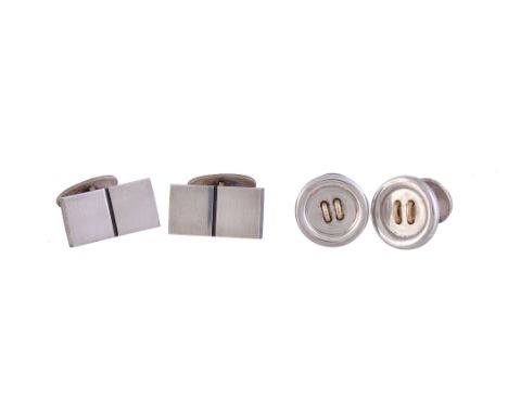 A pair of Open Book cufflinks designed by Nanna Ditzel for Georg Jensen, No 109, the silver open book style panels to bar con