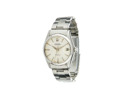 Rolex, Oyster Date, Ref. 6466,   Stainless steel bracelet watch, no. 1148593, circa 1965   Movement: Cal. 1215, manual wind, 