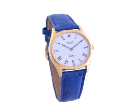 Rolex, Cellini, Ref. 3806, 18 carat gold wrist watch, no. 3852557, circa 1975   Movement: Cal. 1600, manual wind, 19 jewels  