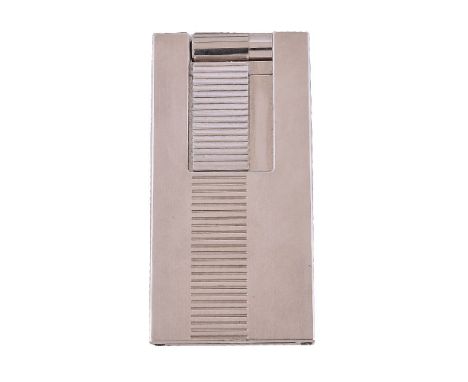 S. T. Dupont, D-Light, a white metal lighter, no. 1C3AN00, with sliding case and reeded decoration, 7cm high