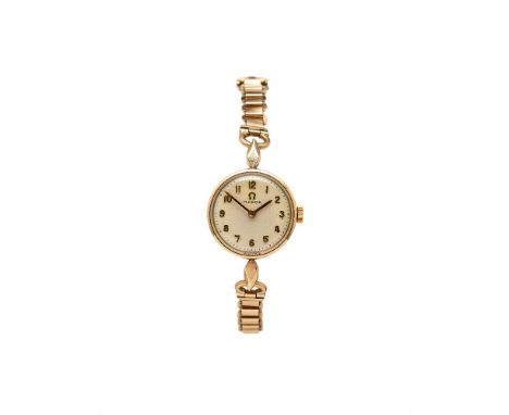 Omega, Lady's 9 carat gold bracelet watch, no. 7115501, hallmarked London 1963   Movement: Cal. 620, manual wind, 17 jewels, 