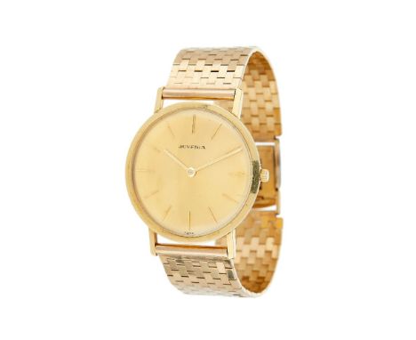 Juvenia,   Gold bracelet watch, no. 457532, circa 1957   Movement: Cal. 604, manual wind, 21 jewels   Case: 18 carat gold cas