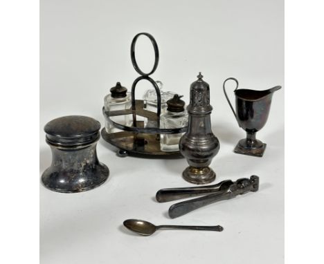 A 1927 Chester silver domed topped sugar castor with pierced top and finial, of baluster form raised on conical foot, (54.2g)