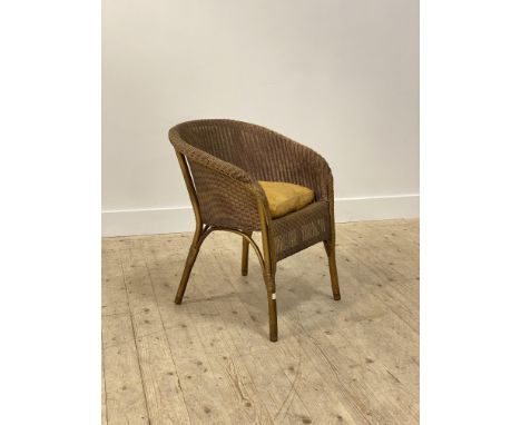 A Vintage gilt painted Lloyd loom basket work tub chair H73cm