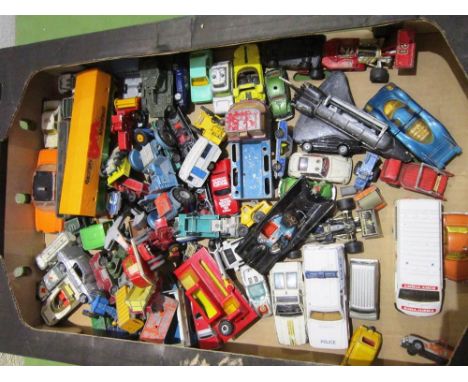 ASSORTED DIECAST MODEL VEHICLES by Corgi, Matchbox and others, playworn and / or repainted, all unboxed, (three boxes).
