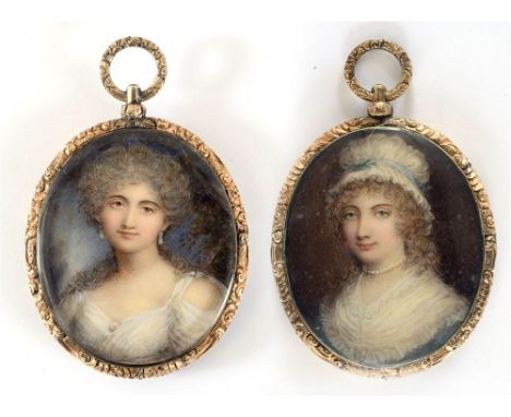 BRITISH SCHOOL (EARLY 19TH CENTURY) Bust Portrait of a Young Lady; and Bust Portait of a Young Lady in a White Cap, a pair, w