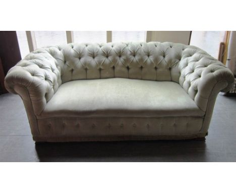 A BUTTON BACK CHESTERFIELD SOFA upholstered in pale green, 188cm wide, 90cm deep, 72cm high 