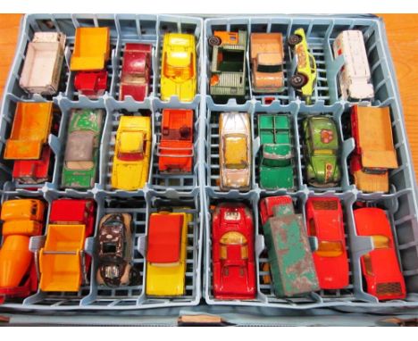 ASSORTED DIECAST MODEL VEHICLES by Matchbox and others, generally playworn and / or repainted, in a Matchbox carry case (worn
