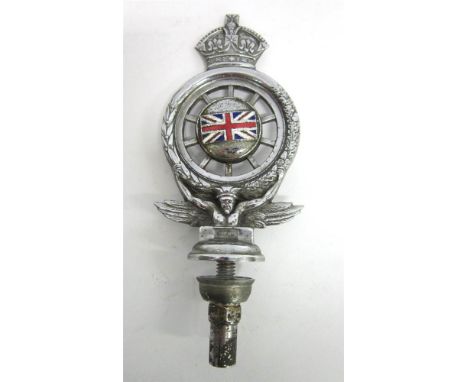 A CHROMED R.A.C. BADGE one side with a profile portrait of Edward VII super-imposed on a wheel, beneath a crown and within a 