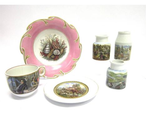 A GROUP OF 19TH CENTURY PRATTWARE all transferware depicting various scenes including 'The Battle of Alma', comprising three 
