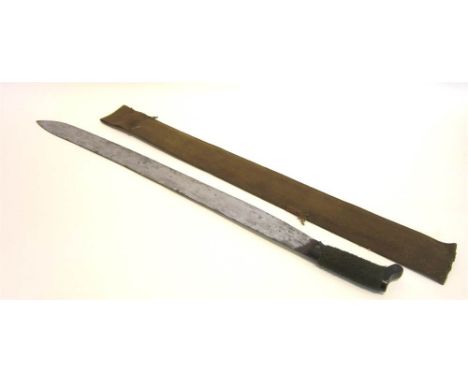 A MACHETE circa mid 20th century, in a webbing scabbard.