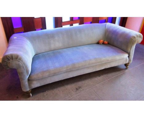 A CHESTERFIELD SOFA upholstered in pale blue, 194cm wide, 85cm deep