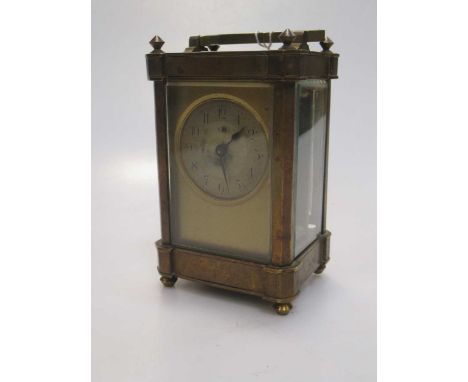 A 19th century brass carriage clock, with Arabic chapter ring, 12.5cm high