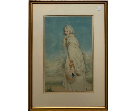 After Sir Thomas Lawrence, Portrait of Elizabeth Farren, later Countess of Derby, watercolour, 63.5 x 45.5cm