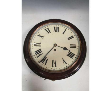 A mahogany wall clock with Roman chapter ring, 39cm diameter
