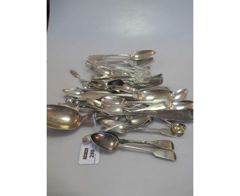 A collection of flatware, mostly British hallmarked silver, but some continental and others marked 'Sterling', 50.2ozt gross